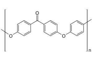 Chemical structure of PEEK polymer showing molecular backbone responsible for high-performance properties